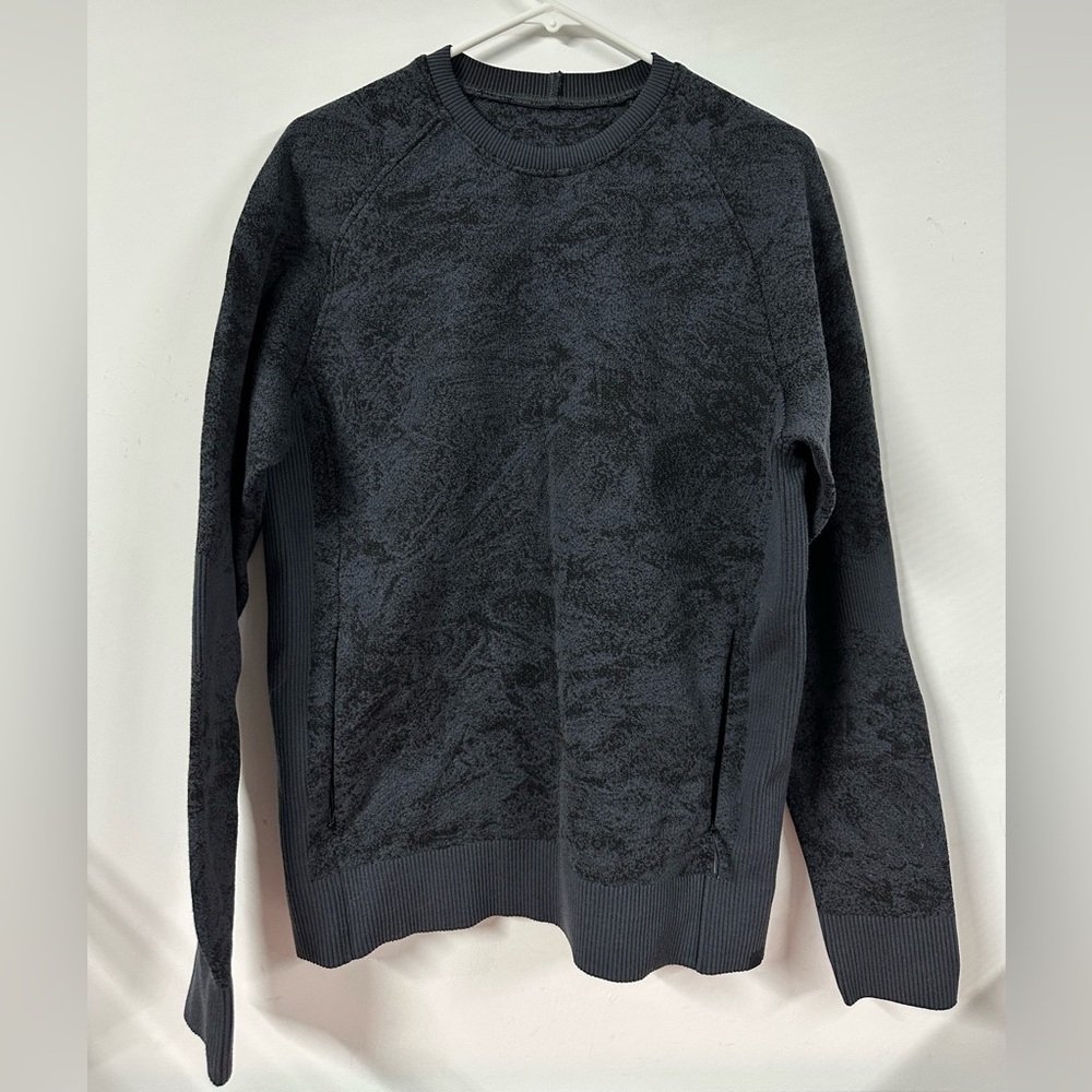 Lululemon Men's Large End State Pullover Wool Blend Sweater Graphite Navy Black